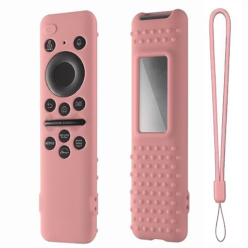Custodia in silicone per telecomando Samsung BN59-01432A 2023 TM 2360E Samsung Smart TV Remote Samsung pannello solare custodia con cordino (rosa)