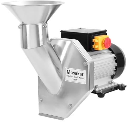550W Mosakar Fruit Apple Crusher. Whole Apple Pear Potato Grinder. Make Fine Pulp. Portable Stainless Steel Fruit Scratter Pulper for Wine Juice Cider Press
