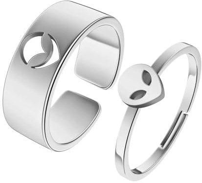 bicup Ring Ringe Damen Bijouterie Herren Alien Ring Alternative Passender Ring Für Alien Kann Verstellbarer Ring Größenveränderbar Silber