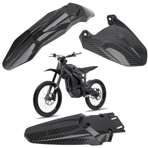 Motorrad Schutzblech Vorne und Hinten,Dreiteiliger Satz Vorne und Hinten Motorrad Kotfluegel für Talaria Sting MX3 MX4-Kohlefaser Muster