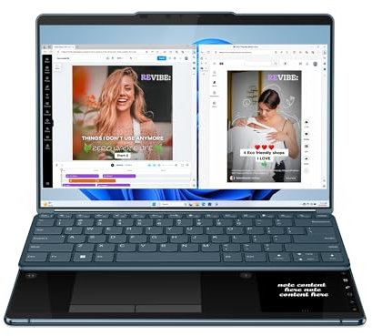 Lenovo Yoga Book 9 13IMU9 - Ordinateur Portable 2x13.3'' 2.8K OLED (Intel Core Ultra 7 155U, RAM 16Go, 1To SSD, Intel Graphics, Windows 11 Home) Clavier AZERTY - Tidal Teal