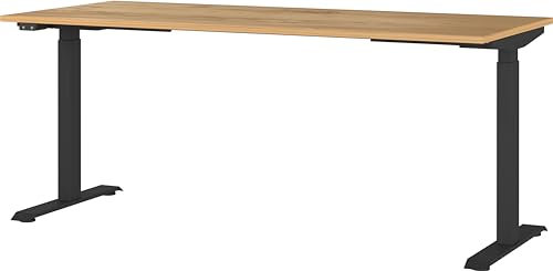 Germania Schreibtisch 7909-593, in Navarra-Eiche-Nb./Schwarz, EL. höhenverstellb., 180 x 120 x 80 cm (BxHxT)