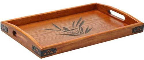 Tsffae Wood Serving Tea Water Drinks Tray Japanese Wooden Tea Set Wooden Breakfast Tea Serving Tray with Handle