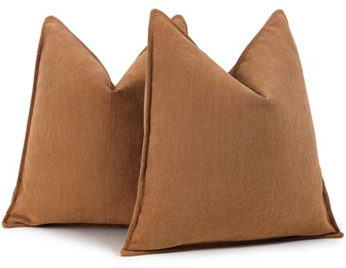 ZWJD Orange Kissenbezug 40x40 2er Set Chenille Kissenbezüge Sofakissen Kissenhüllen mit elegantem Design, weiche und luxuriöse dekorative Dekokissen für Couch, Bett und Heimdekoration