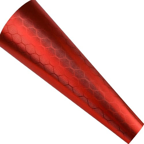 Blueshyhall Autofolie Muster Waben, Car Wrapping Folie Carbon Wabenmuster Glanz Matt Innen Außen, Autofolie mit luftkanälen, Coole Tunning Vinyl Folie für Auto, Motorrad (Rot, 45 x 152 cm)