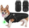 HezzLuv Hundemantel Winter, Hundemantel Wasserdicht, Warme Hundejacke mit Geschirr, Reflektierende Streifen, LED-Leuchtkragen,Wintermäntel für Kleine