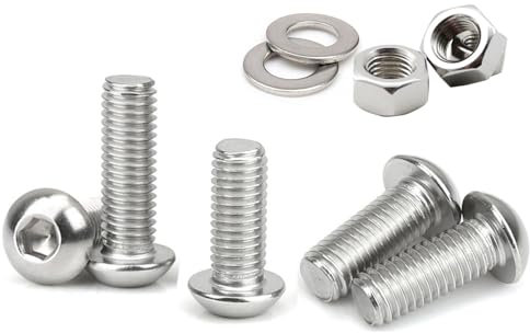 JDMA 100 Stück M5x12 Linsenkopfschraube mit Innensechskant und Muttern Unterlegscheiben ISO 7380 304 Edelstahl Vollgewinde Halbrundkopfschraube Flachkopfschraube Linsenschraube