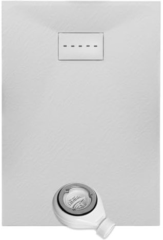 Thermopanel SMC White Shower Trays Base Slate Stone Effect Textured Non Slip with Waste and SMC Holes Cover - 1700 x 700mm