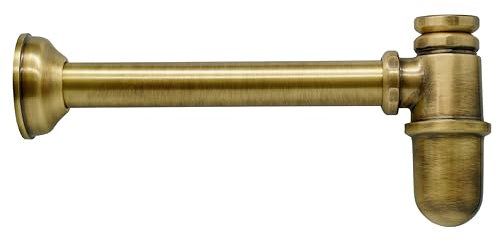 L'ARTISTICA F.LLI PERINCIOLI | Sifone a Bottiglia in Ottone da 1.1/4 Bronzato, Sifone a Bottiglia per Lavandini da Esterno ed Interno, max 25cm