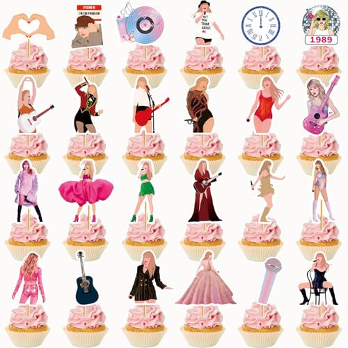 24pcs Popular Happy Birthday Cupcake Toppers, In My Birthday Era Cupcake Toppers, Super Star Party Cake Decorations, In My Era Decorations For Party