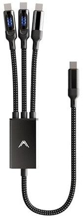 Futurizta Tech® Hydra Triple Type-C Multi Cable 100W Smart Chip Intelligent Power Distribution (Hydra-1.5m-led)