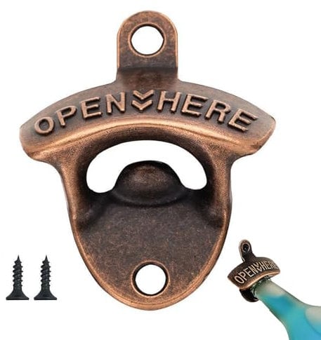 Set of Wall Mounted Bottle Opener, Zinc Alloy Vintage Beer Bottle Opener, for Kitchens, Barand Vintage Rustic Bar
