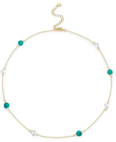 GW Perlenkette Damen 45+5CM und 90+5CM Lange Perlen Kette Damen für Alltag Geschenk für Freundin Frau oder Mutter