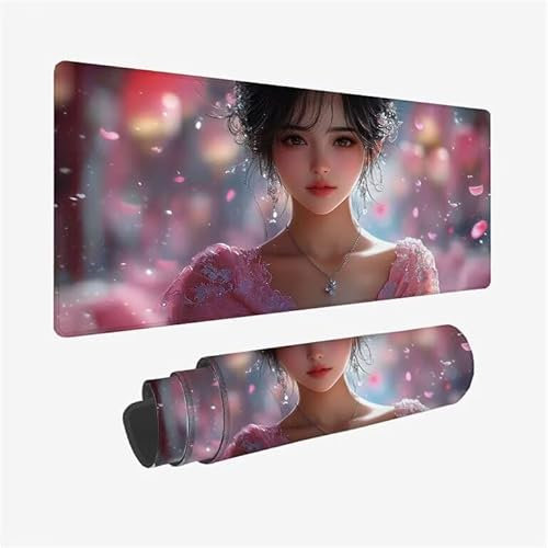 Tappetino Mouse Rosa Tappetino Mouse XXL 1600x800x3mm Grandi Dimensioni Tappeto Scrivania Carino Mousepad Bordi Cuciti, Base in Gomma per Una Presa Stabile su superfici Lisce, Ufficio Regalo Y2-119