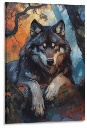 ESPLJQRYX Wolf Wandbild Leinwand Gemälde Wanddekoration Poster Kunstdruck Für Bad Schlafzimmer Wanddekoration 08x12inch(20x30cm)