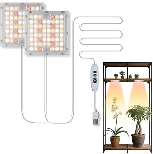 Pflanzenlampe LED Vollspektrum Wasserdicht,Pflanzenlicht für Zimmerpflanzen mit Auto-Timer 3/9/12H, Tageslichtlampe Wachstumslampe für Pflanzen,120LED Grow Lampe Blüte(1 Schalter→2 Leuchten)