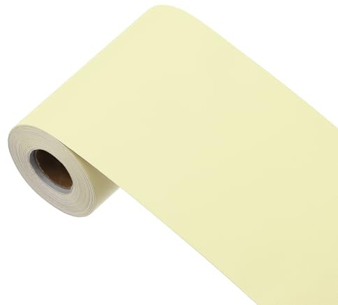 sourcing map 393x3.9 Milk Yellow Wallpaper, Peel and Stick Wallpaper, Yellow Contact Paper Solid Color Vinyl Self-Adhesive Wall Paper Decorative for Wall Covering