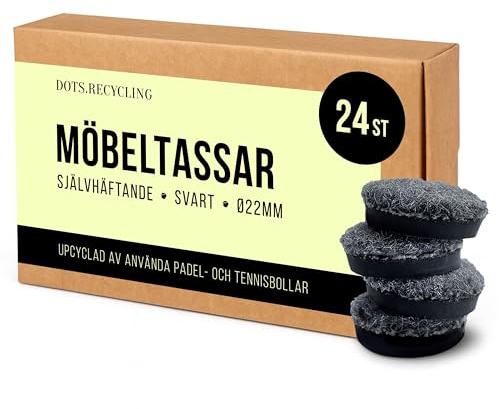 Dots.Recycling - Självhäftande möbeltassar – 24 st Återvunna Möbelglidare för möbler. Filtkuddar med stark vidhäftning, ljudlös glidning – Ø22mm Filttess