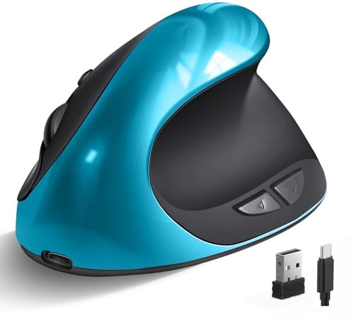 BeWishes Ergonomic Mouse Wireless, USB-C Rechargeable Optical Mice,2.4G High Precision Vertical Mouse with Adjustable DPI 800/1200/1600,Reduce Wrist Strain,Specially for Small-handers Right-handers