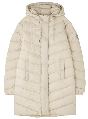 LightHouse Womens Laurel Warm Coat - Ladies Outdoor Long Padded Puffa Jacket with Hood - Cream - 14