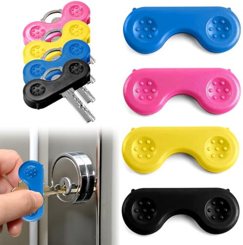 4 Pack Key Turner Aid, Ergonomic Key Holder for People with Arthritis, Parkinson’s, Disability, Comfortable and Easy Grip for Weak Hands, Lightweight, Click-On Design, Suitable for Flat Keys