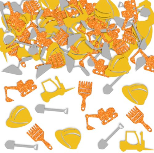 KASESSS 100 Stück Baufahrzeug Confetti Geburtstagsdeko Tisch, Geburtstag Deko Konfetti, Tischdeko Confetti, Streudeko Konfetti Tischdeko Geburtstags für Geburtstage Party DIY Dekoration Jubiläen