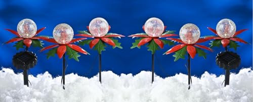 LED Solar-Weihnachtsterne 2x3er mit Farbwechsel Weihnachtsdeko Gartendeko Balkon