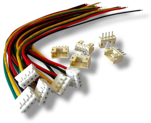 VUNIVERSUM 4 Stück Premium 4Pin 2.0 PH 2.0mm Mini Micro JST Stecker inkl. 15cm 24AWG PVC Kabel + Buchse Lose