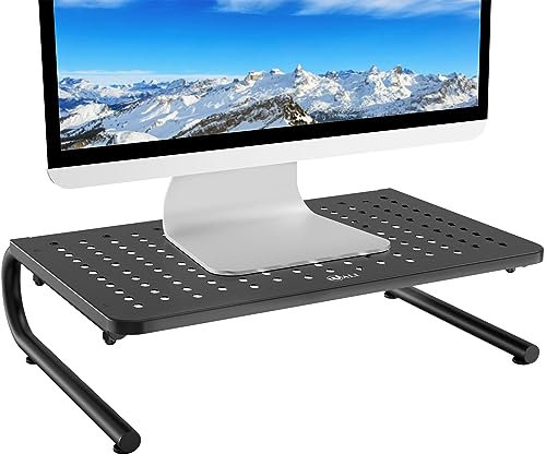 WALI Monitorständerer Monitor Erhöhung Schreibtisch für Desktop, Schreibtisch-Organizer für Monitor und Drucker, Zuhause, Büro, Schule Anwendung (STT001), Schwarz