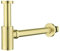 Brass Bottle Trap 1 1/4, Round Decorative P-Trap with 200mm Extension Tube, Adjustable Waste Traps Plumbing Drain Tube for Bathroom Sink Basin Vessel, Brushed Gold