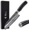 Wakoli EBO Premium Santoku Messer – 17,5 cm Klinge aus 67 Lagen Damaststahl mit VG10-Kern, Hammerschlag, schwarzer Eichenholzgriff – Profi Kochmesser