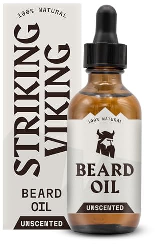 Striking Viking-Bartöl-Conditioner ohne Duftstoffe – völlig natürliche Bio-Formel mit Argan- und Jojobaölen – macht das Bartwachstum weicher, glättet und stärkt es