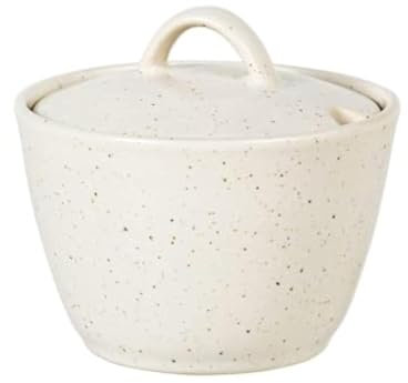 broste Copenhagen Nordic Vanilla 14533445 Stoneware Sugar Bowl, Unique, Dishwasher Safe, Microwave Safe, Dimensions: 10.5 x 7 cm, Cream