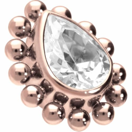 PIERCINGLINE Titan Schraubaufsatz mit Außengewinde 0,9 mm KRISTALLTROPFEN Piercing Aufsatz Ersatz Farbauswahl