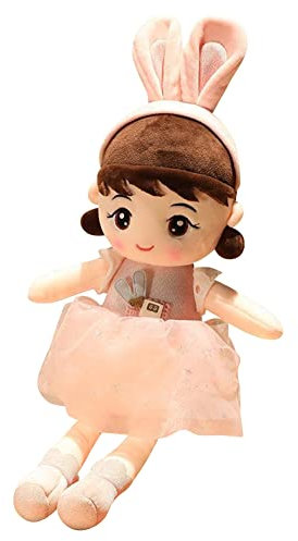 Weiche Stoffpuppe, 45CM Stoffpuppe babypuppe Püppchen, Schöne Puppe Stoffpuppe Plüsch Stofftier Spielzeug Cartoon Deko Toy Geschenk Gift für Kinder Baby Mädchen, Rosa