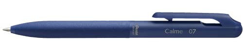 Pentel BXA107C-C Calme Kugelschreiber, deutlich gedämpftes Klick-Geräusch, Griffzone in Lederoptik, nachfüllbar, Kugel 0.7mm = Strichstärke 0.35mm, Schreibfarbe blau, 1 Stück