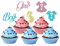 Sotpot 25PCS Boy or Girl Cupcake Toppers Glitter Gender Reveal Cupcake Picks for Boy or Girl Theme Baby Shower Kids Birthday Party Cake Decorations