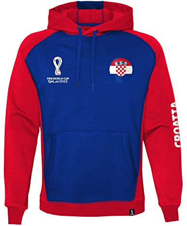 FIFA Sweat à Capuche Officiel Coupe du Monde 2022, Rouge/Bleu, XXL Homme