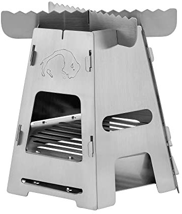 Tatonka Hobo Burner Cuisinière d'extérieur en acier inoxydable démontable à plat, léger et peu encombrant pour combustibles solides, argenté