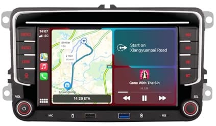 YZKONG Autoradio kompatibel für VW Passat Golf MK5 Jetta Caddy EOS Tiguan mit Kabellos Carplay Android Auto IPS Touchscreen Autoradio, AM/FM RDS Radio, BT, Dual USB Port