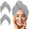 LUXTOGO® Haarturban-Premium Haarhandtuch 100% Baumwolle, Hochwertiges Turban Handtuch mit Knopf und Gummizug, Super Saugfähiges Kopfhandtuch (2 STK Grau Karo)