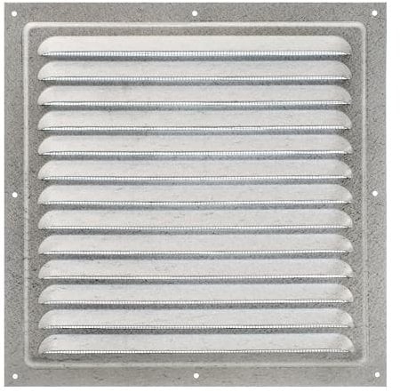 Presa d'Aria in Acciaio Zincato 25 x 25 cm, Griglia di Ventilazione in Metallo con Rete Protettiva, Griglia di Ventilazione per Interni/Esterni, Griglia di Ventilazione in Metallo con Rete.