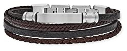 SAVE BRAVE Felix Geflochtenes Leder Herren Armband - Klappverschluss - Edelstahl - In Der Länge Erweiterbar 18,5 + 3cm - Ohne Nickel und Blei - Inkl. Schmuckverpackung