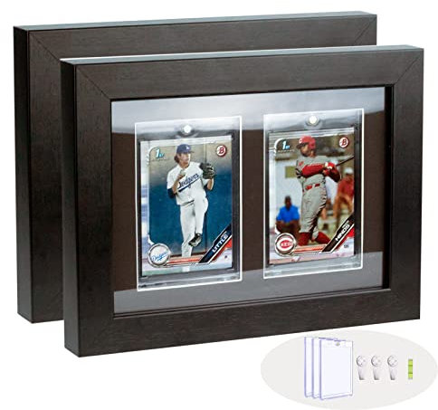 Bivitre Baseballkarten-Vitrine, Wandhalterung, hält Sportkarten für Basketball, Fußball, Hockey, Schwarz, Standard (4 Karten), 2 Stück