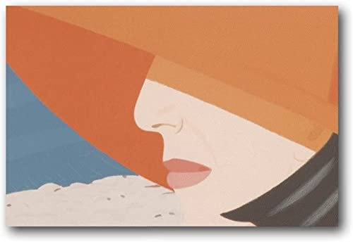 XCPORA Alex Katz Poster《Orange Hut》 Leinwandmalerei Cartoon Alex Katz Wandkunst Alex Katz Drucke Alex Katz Bild für Home Wall Art Decor 60x80cm Kein Rahmen