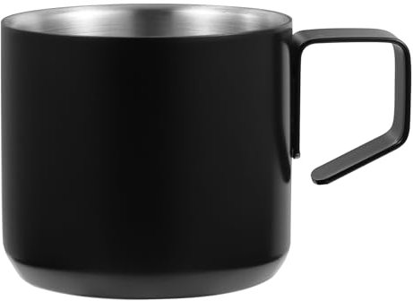 Kichvoe Tasse à café avec anse 150 ml isotherme en acier inoxydable réutilisable - Noir