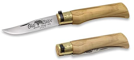 Coltello Antonini, serie Old Bear®, misura L, manico olivo, ghiera ottone, lama Classica acc.inox W 1.4060 - art. 9307/21_LU