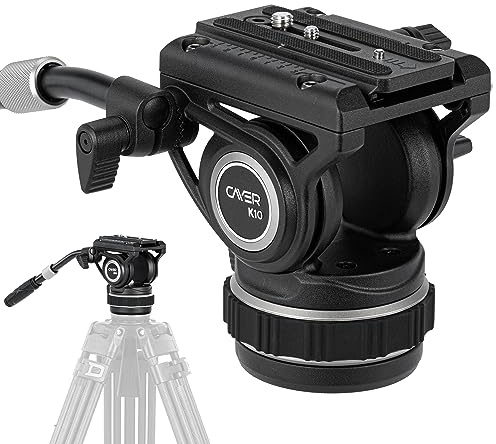 Cayer K10 Pro Heavy Duty Fluid Head, 75mm Base Adjustable Pan Drag 22 Lb
