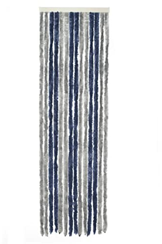 Revera Travellife Flauschvorhang Tür Vorhang Chenille Insekten Fliegen Schutz 56x185 cm Basic Grey/Blue