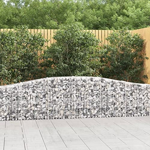 Camerina Gabionen mit Hochbogen 3 STK. 400x30x60/80 cm Verzinktes Eisen Zaun Gabionen WasserzapfsäUle Garten Pflanzsteine Beton Garten Stapelbar Gabionenzaun Gabionen